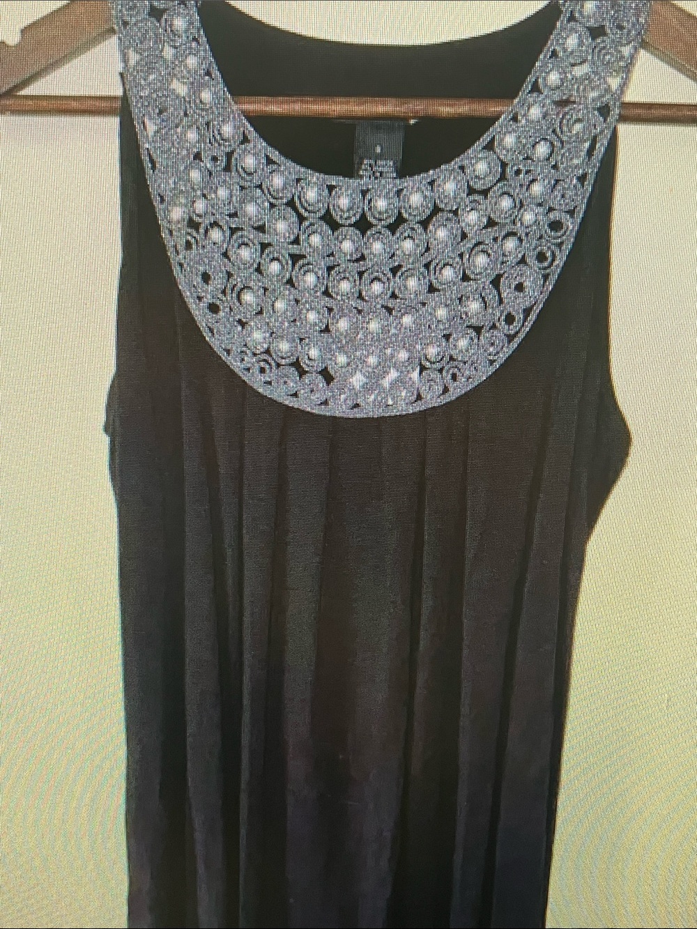 Sweaterworks Black Tank with Embellished Silver Collar